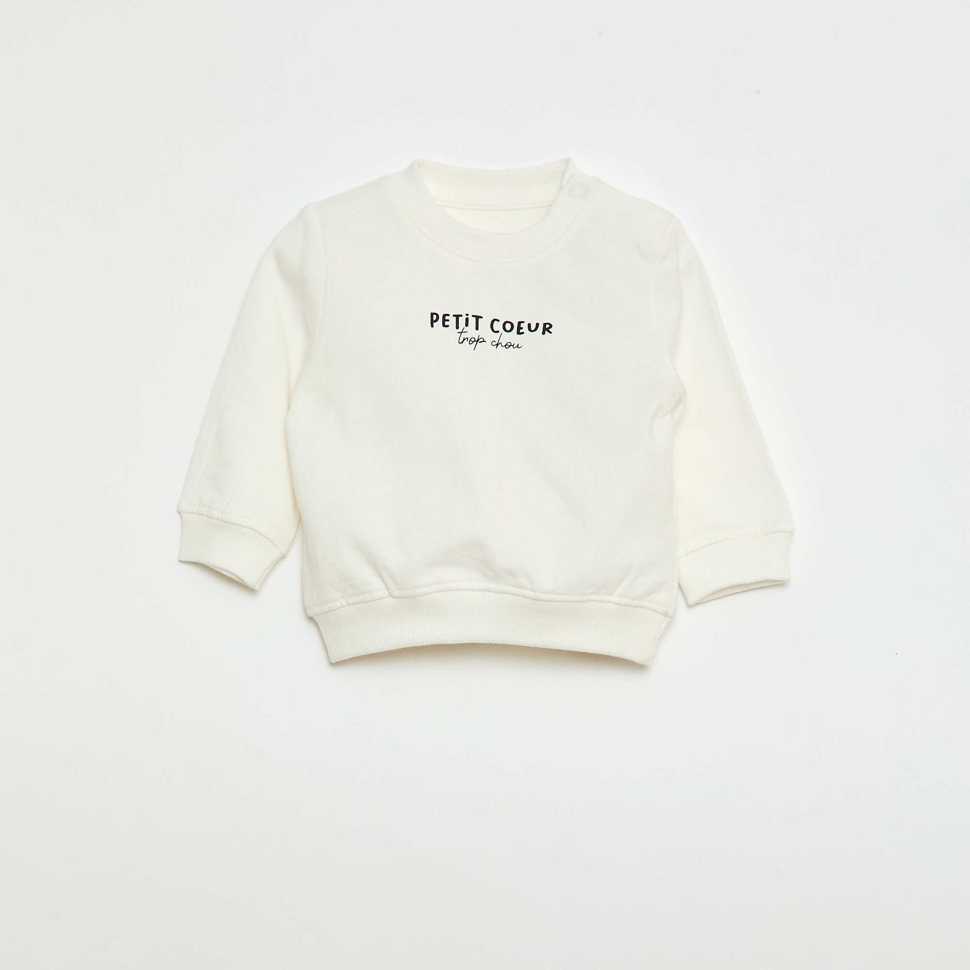 Lightweight Printed Fleece Sweatshirt WHITE
