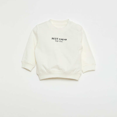 Lightweight Printed Fleece Sweatshirt WHITE