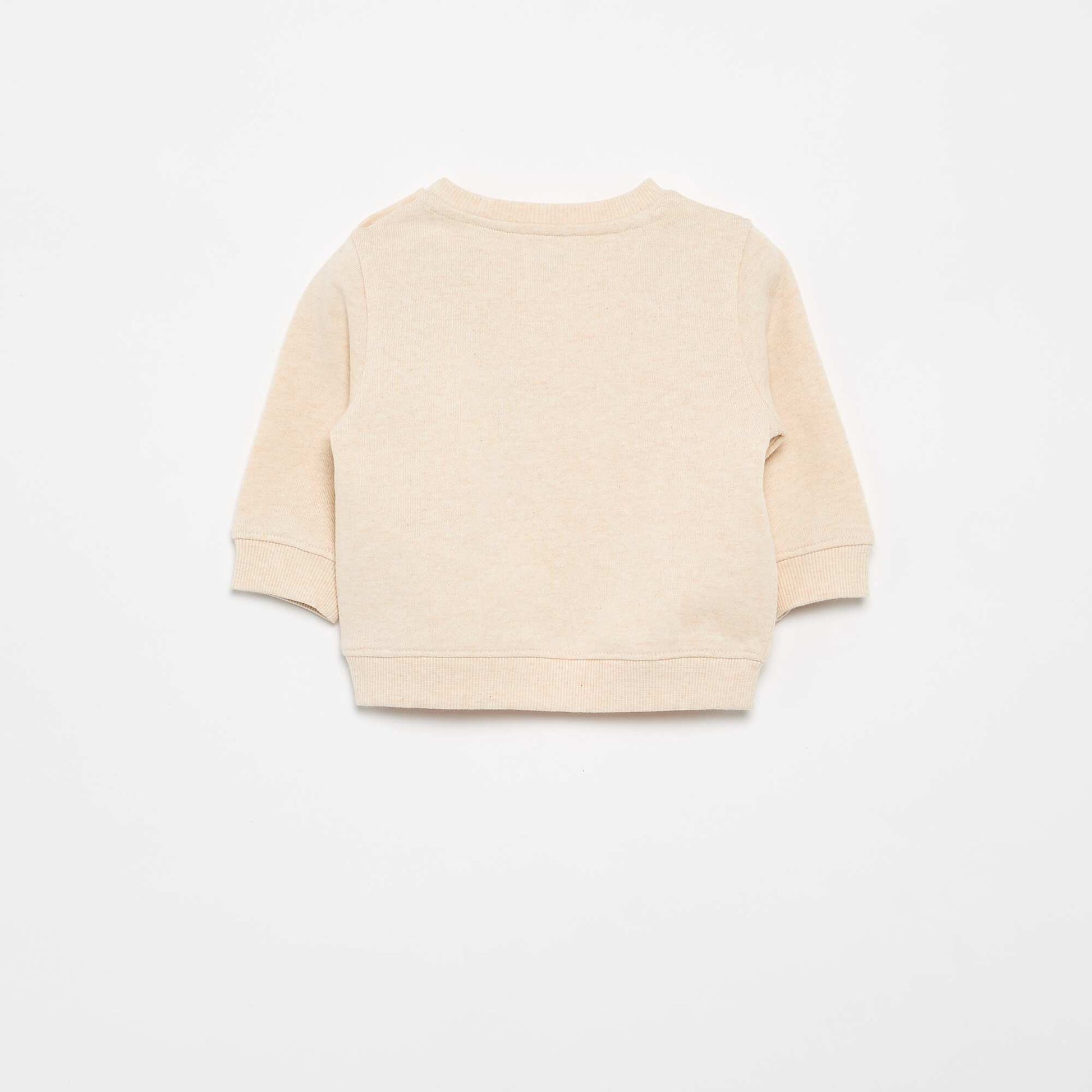 Printed Lightweight Fleece Sweatshirt BEIGE