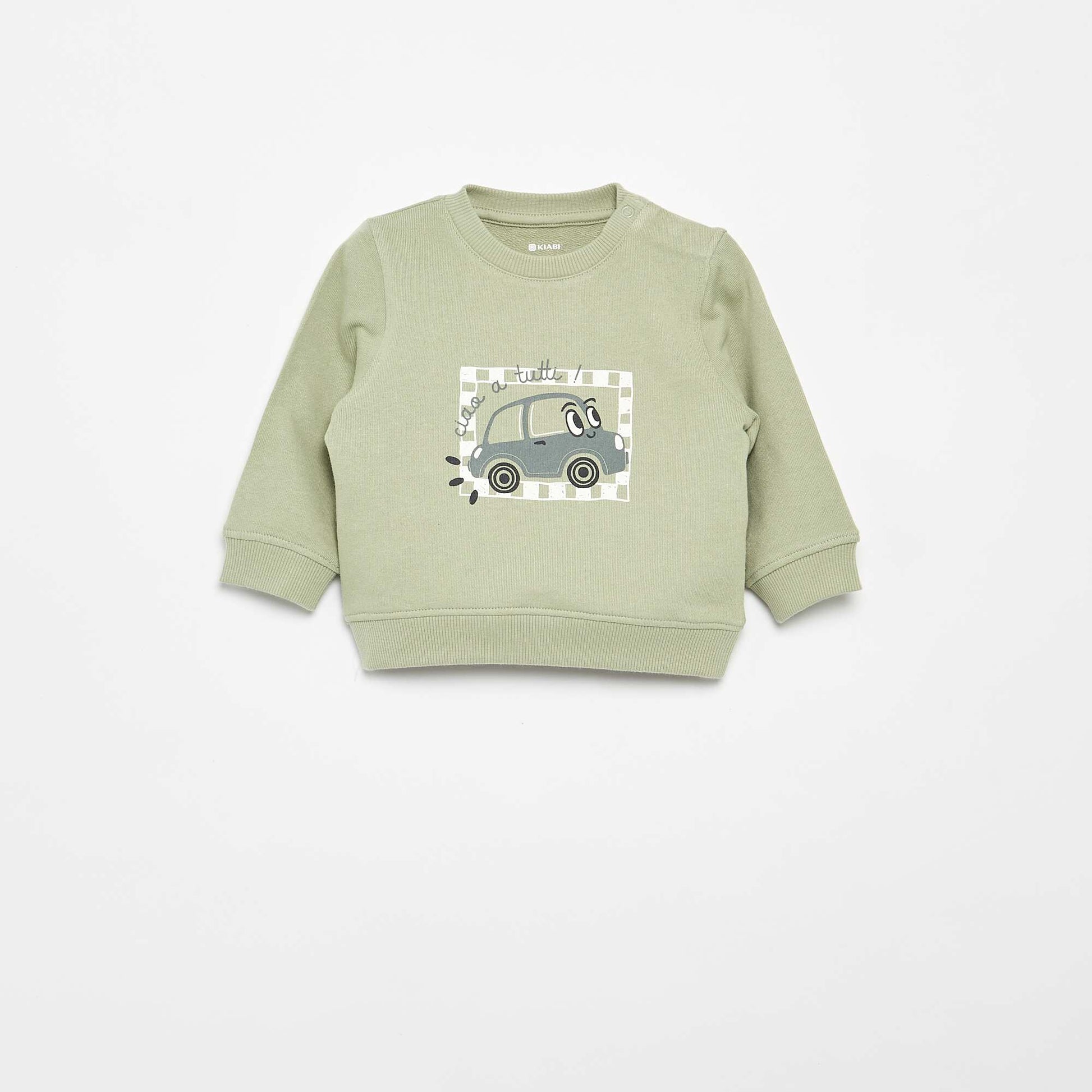Printed Lightweight Fleece Sweatshirt GREEN