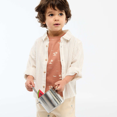 Linen and Cotton Striped Shirt WHITE