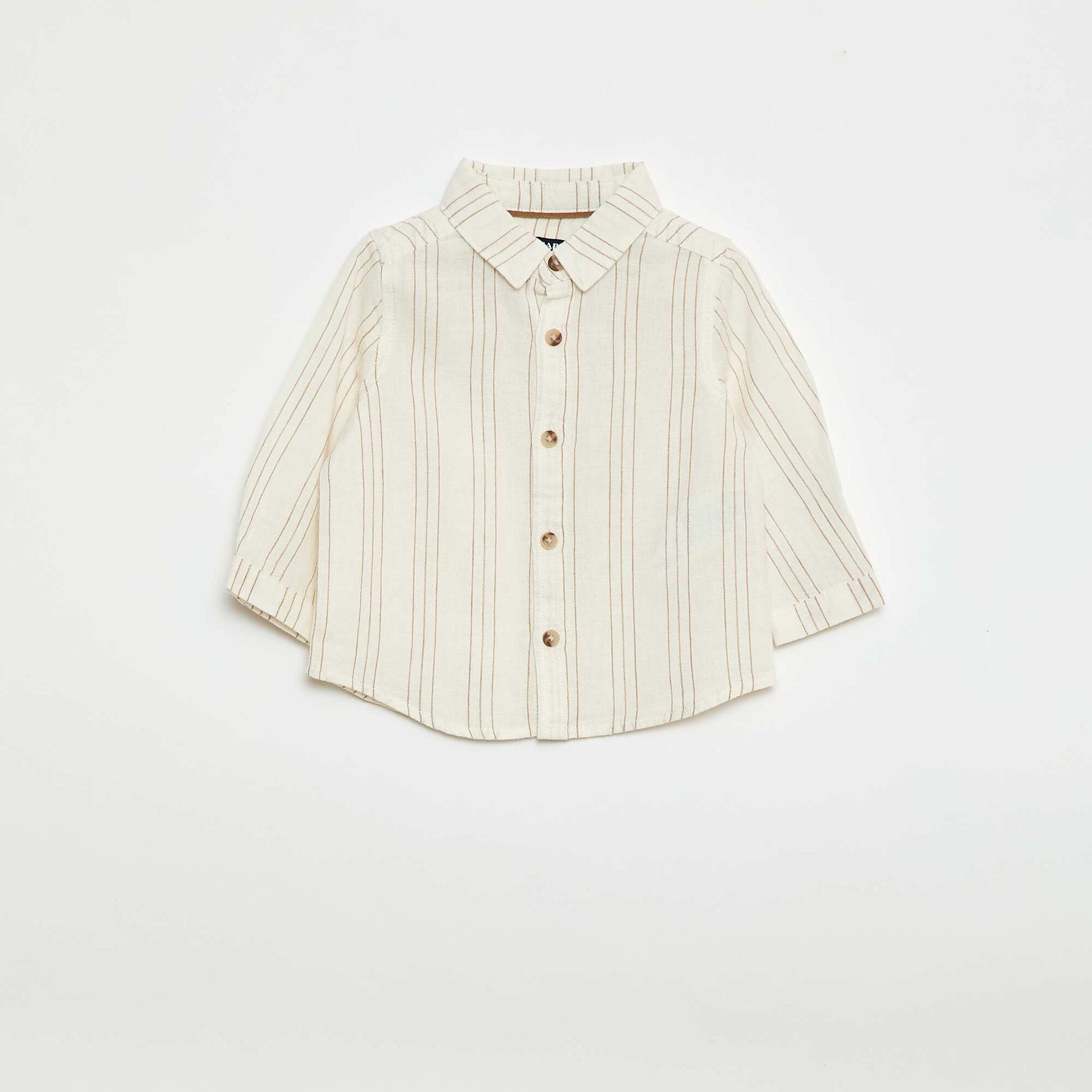 Linen and Cotton Striped Shirt WHITE