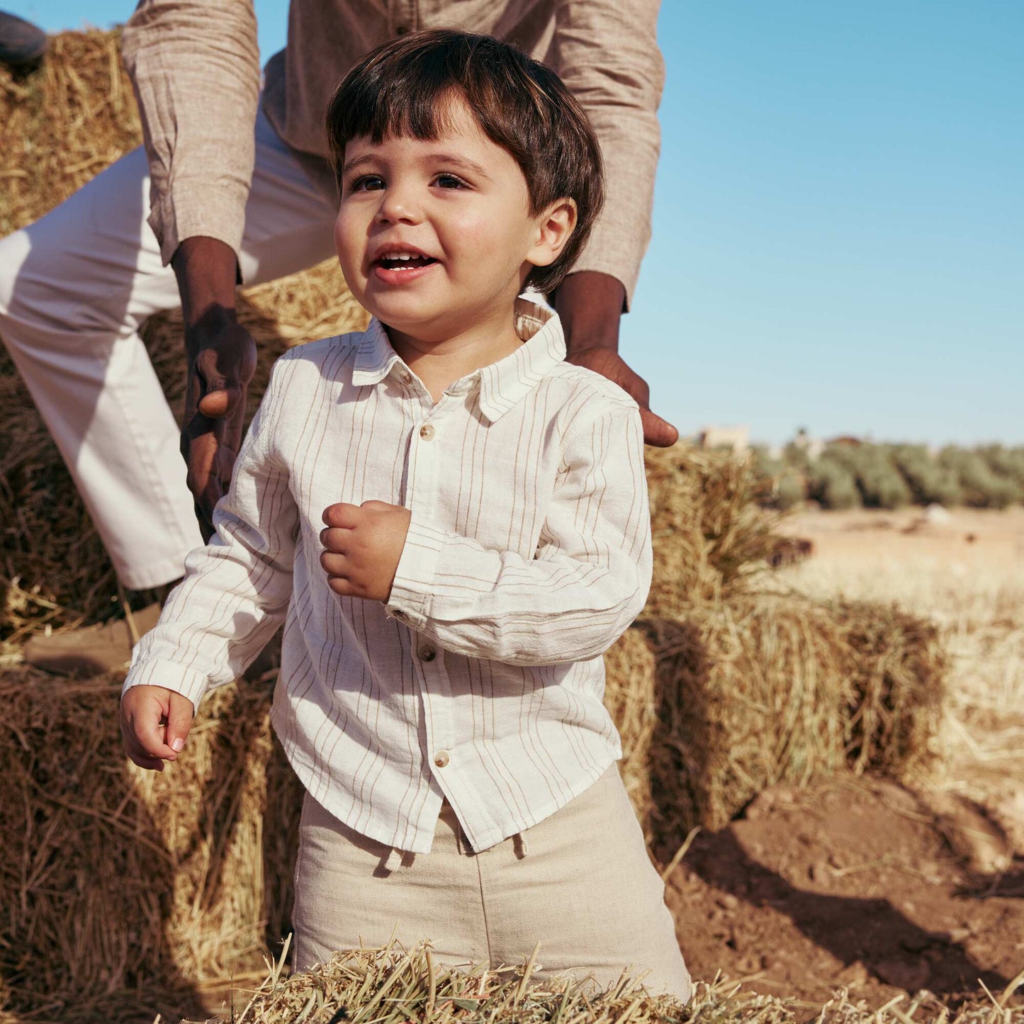Linen and Cotton Striped Shirt WHITE