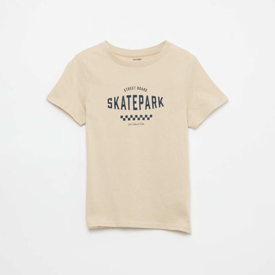 Slogan print t-shirt BEIGE