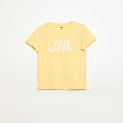 Message print short-sleeved T-shirt YELLOW