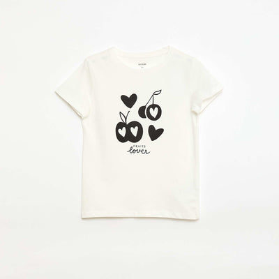 Message print short-sleeved T-shirt WHITE