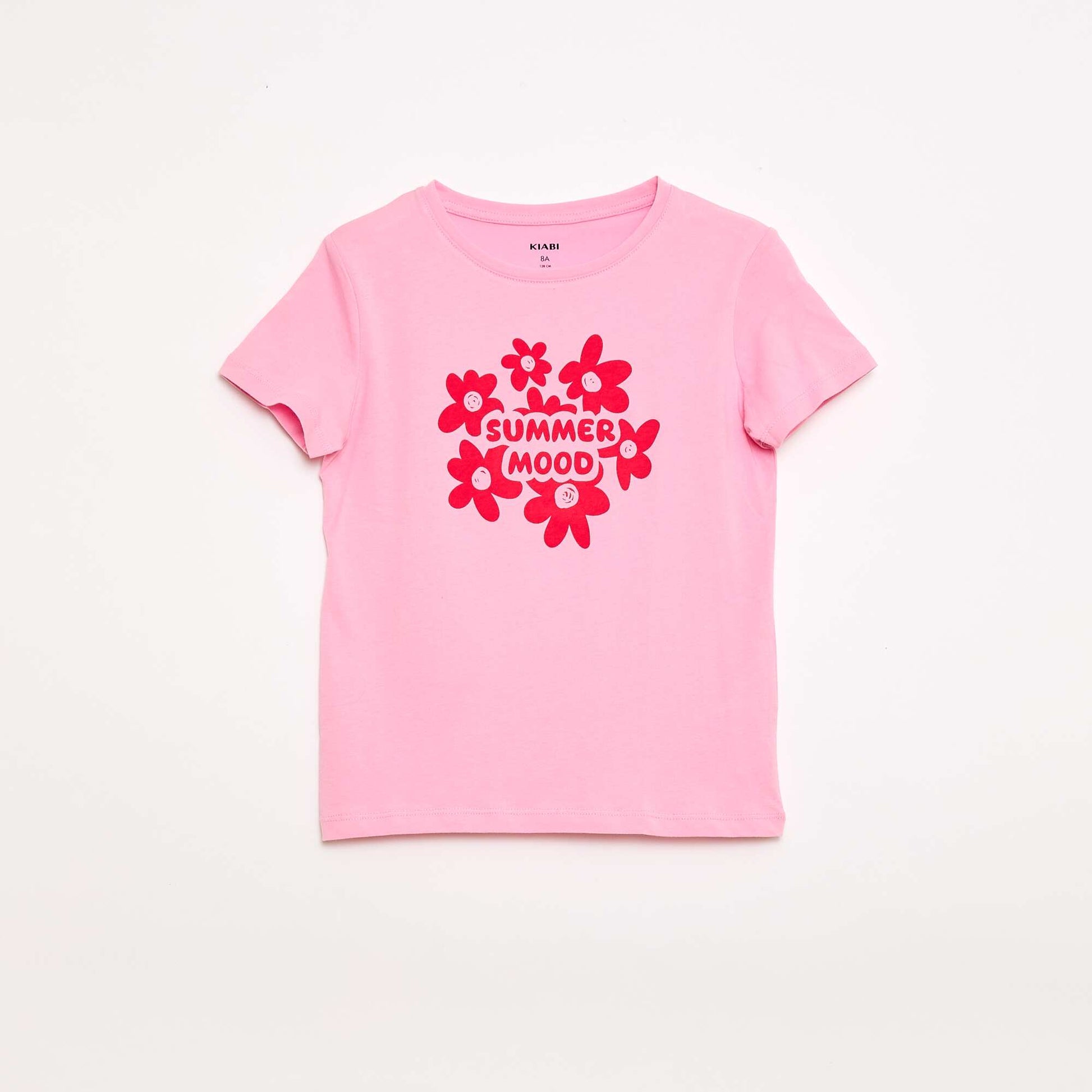Message print short-sleeved T-shirt PINK