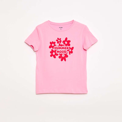 Message print short-sleeved T-shirt PINK