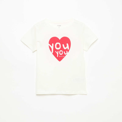 Message print short-sleeved T-shirt WHITE