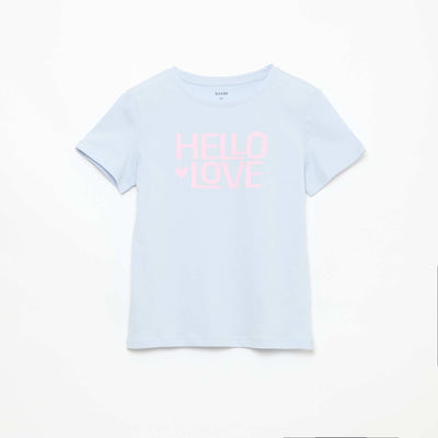 Message print short-sleeved T-shirt BLUE