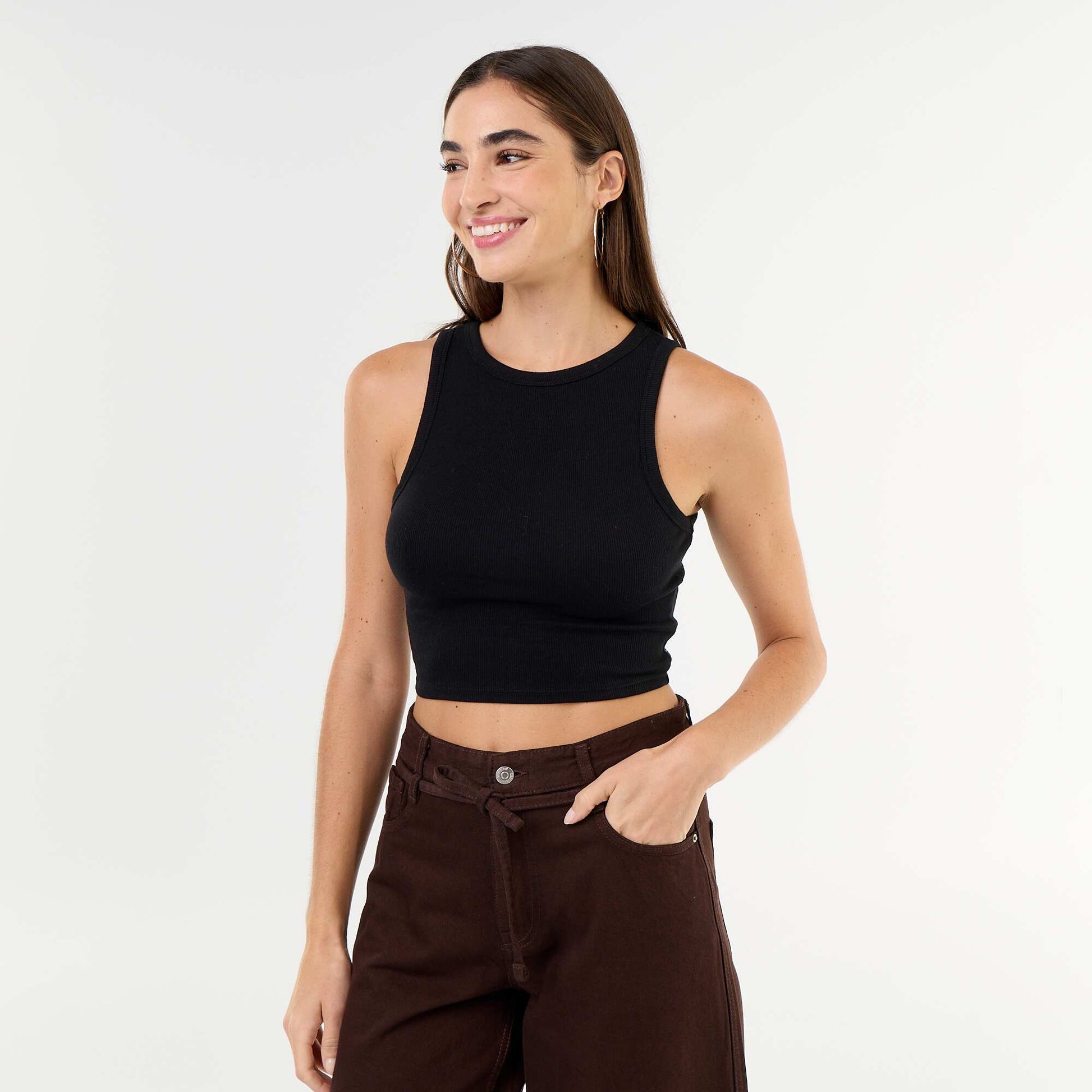 American Armhole Tank Top BLACK