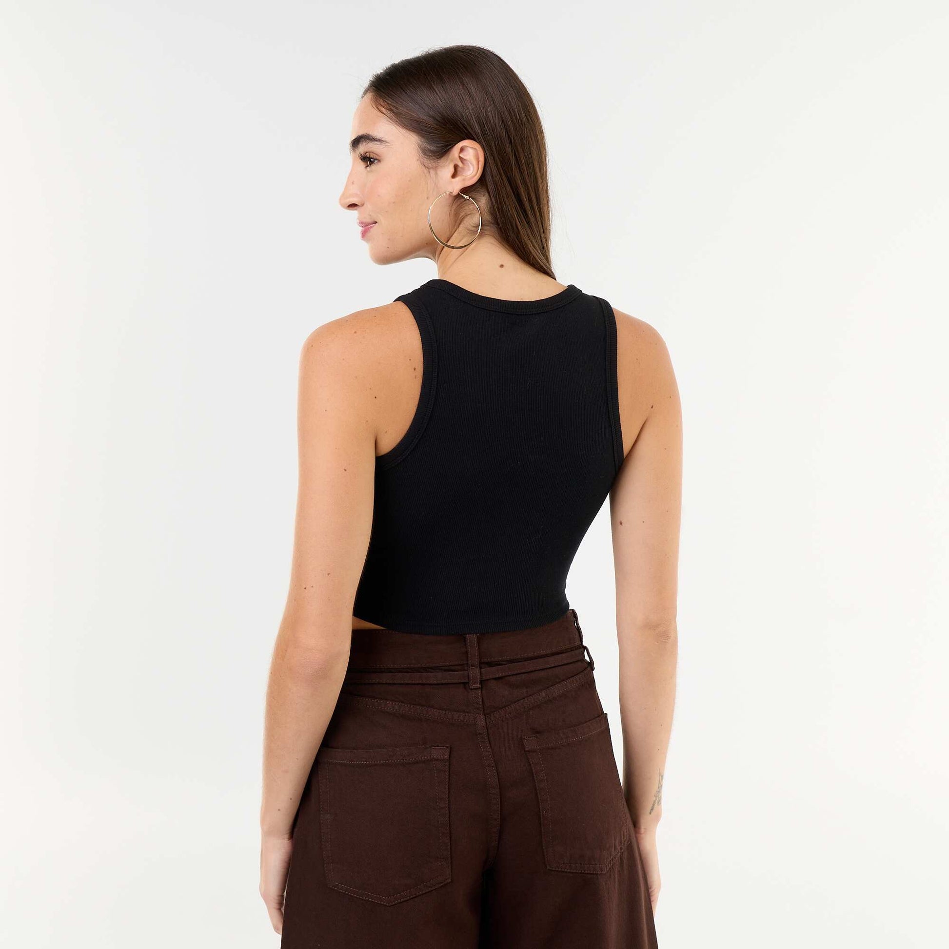 American Armhole Tank Top BLACK