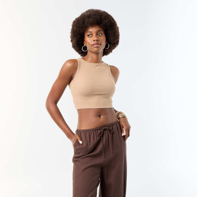 American Armhole Tank Top BEIGE