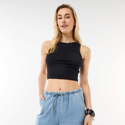 American Armhole Tank Top BLACK