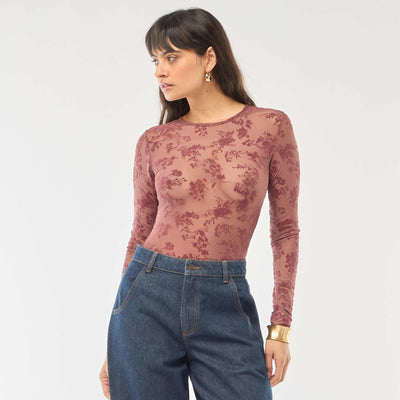 Sheer Velvet Floral Body PINK