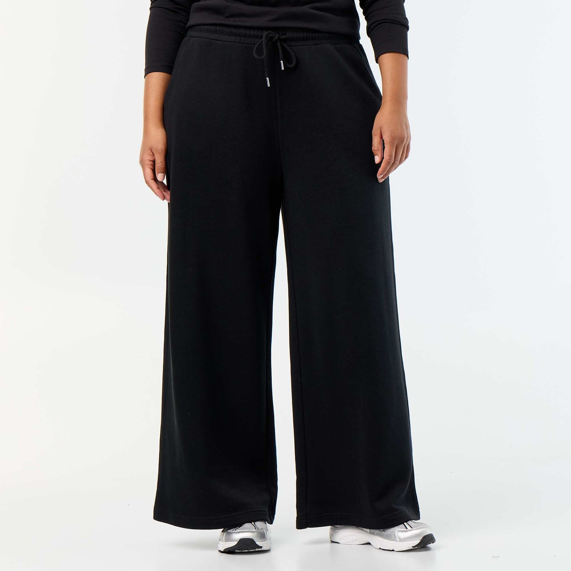 Wide-leg plain joggers BLACK