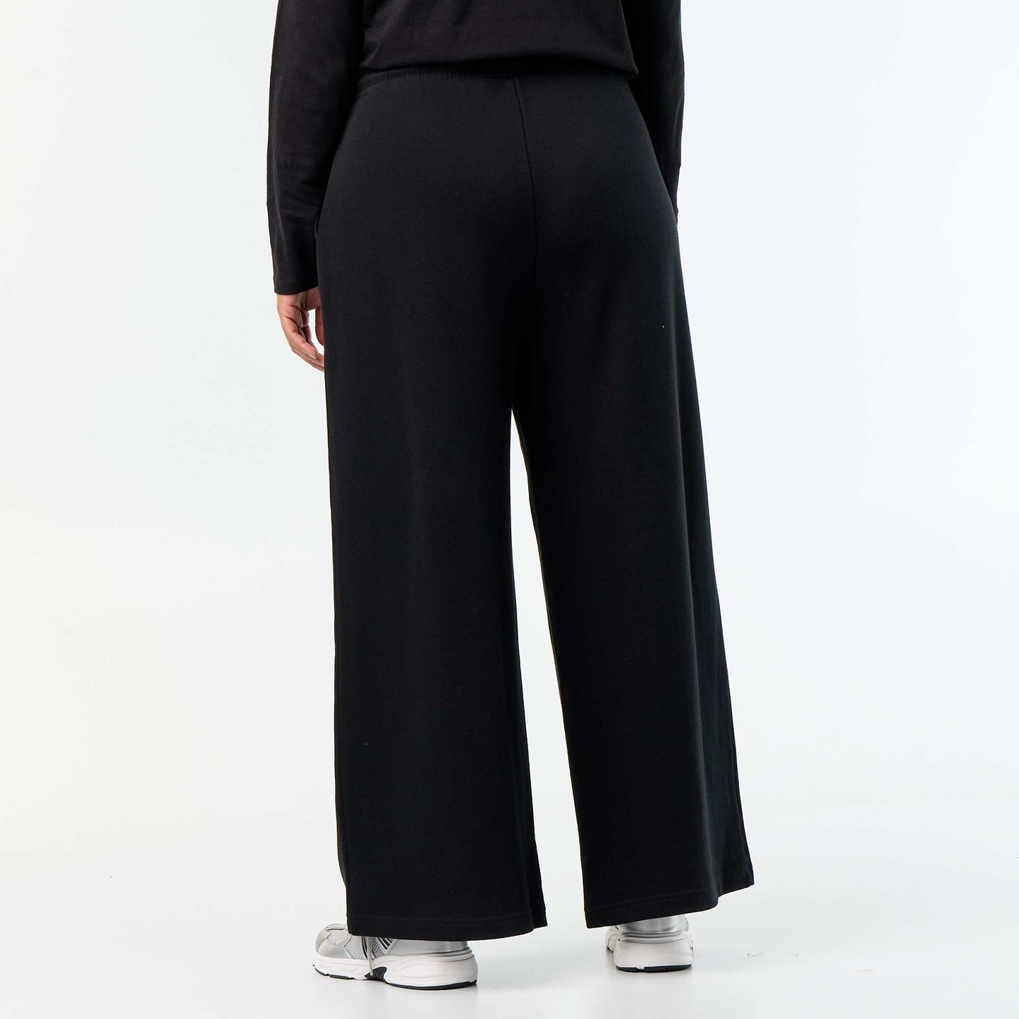 Wide-leg plain joggers BLACK