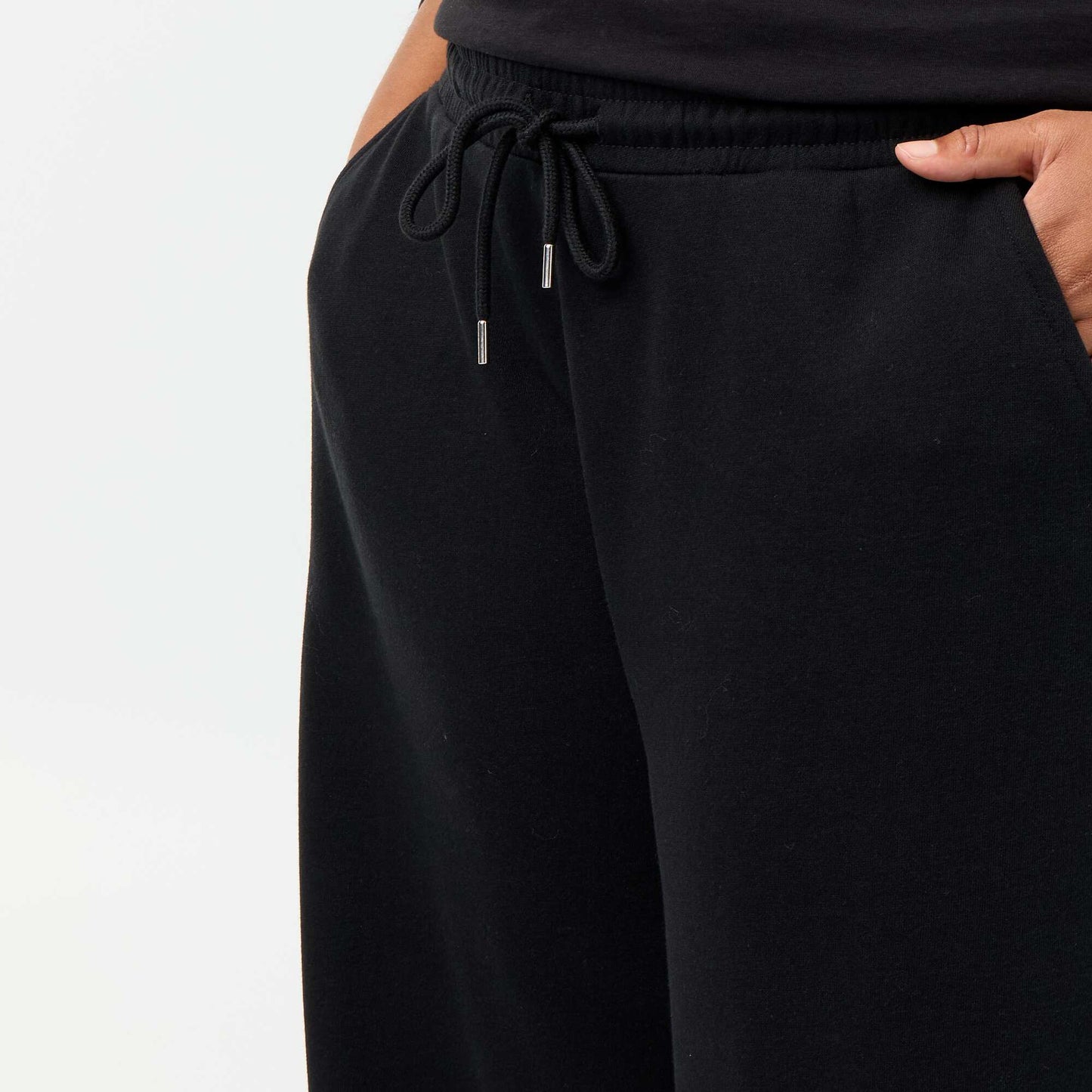 Wide-leg plain joggers BLACK