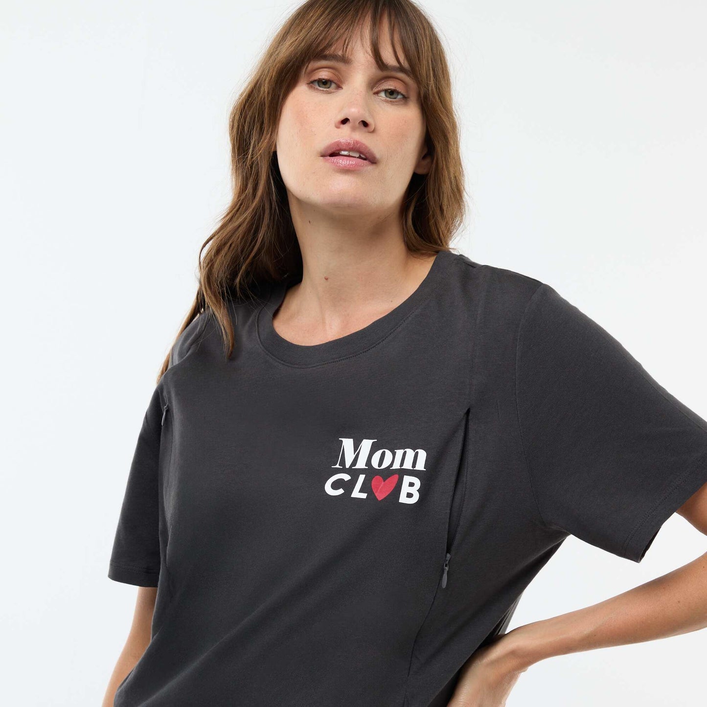 Printed Short-Sleeved Nursing T-Shirt BLACK