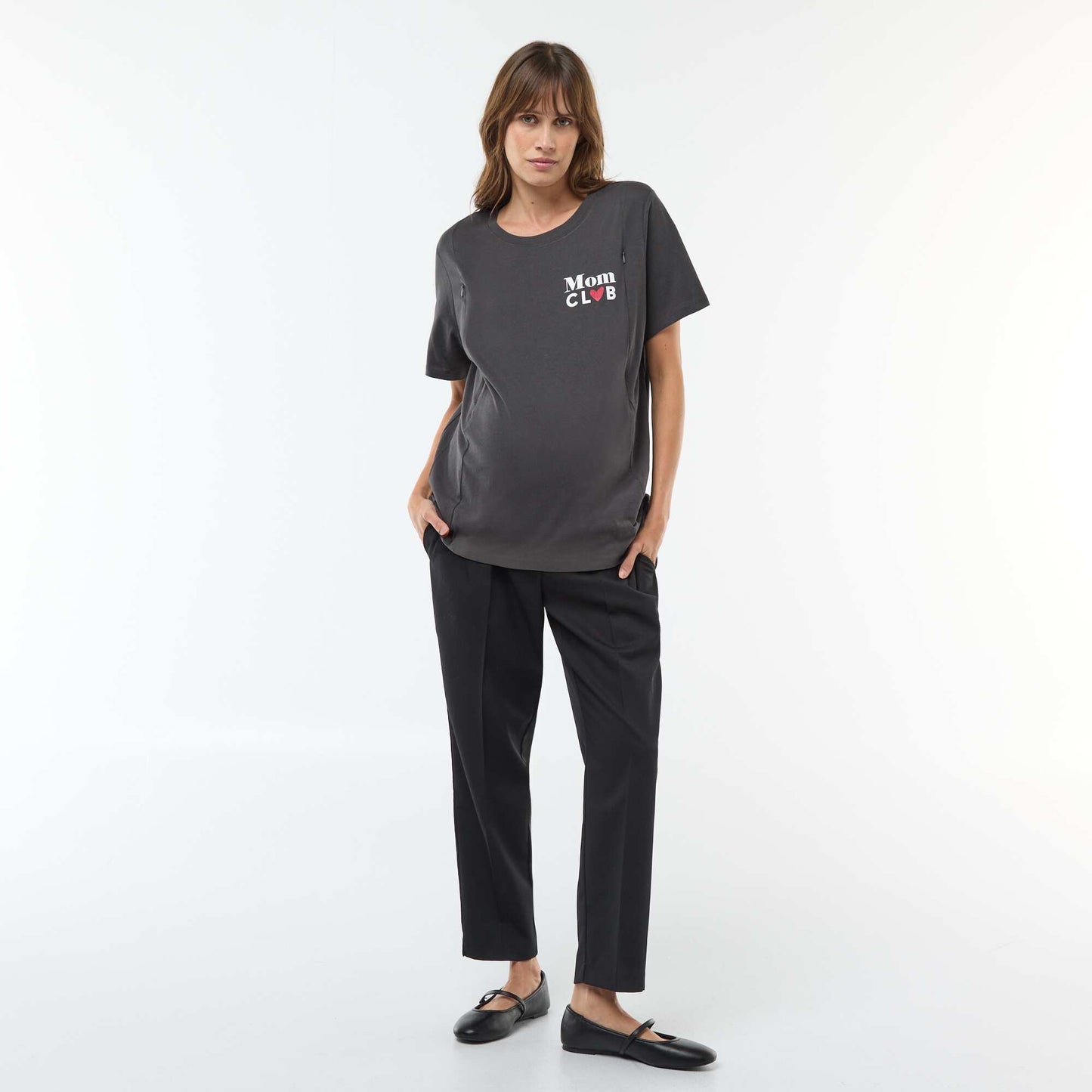 Printed Short-Sleeved Nursing T-Shirt BLACK