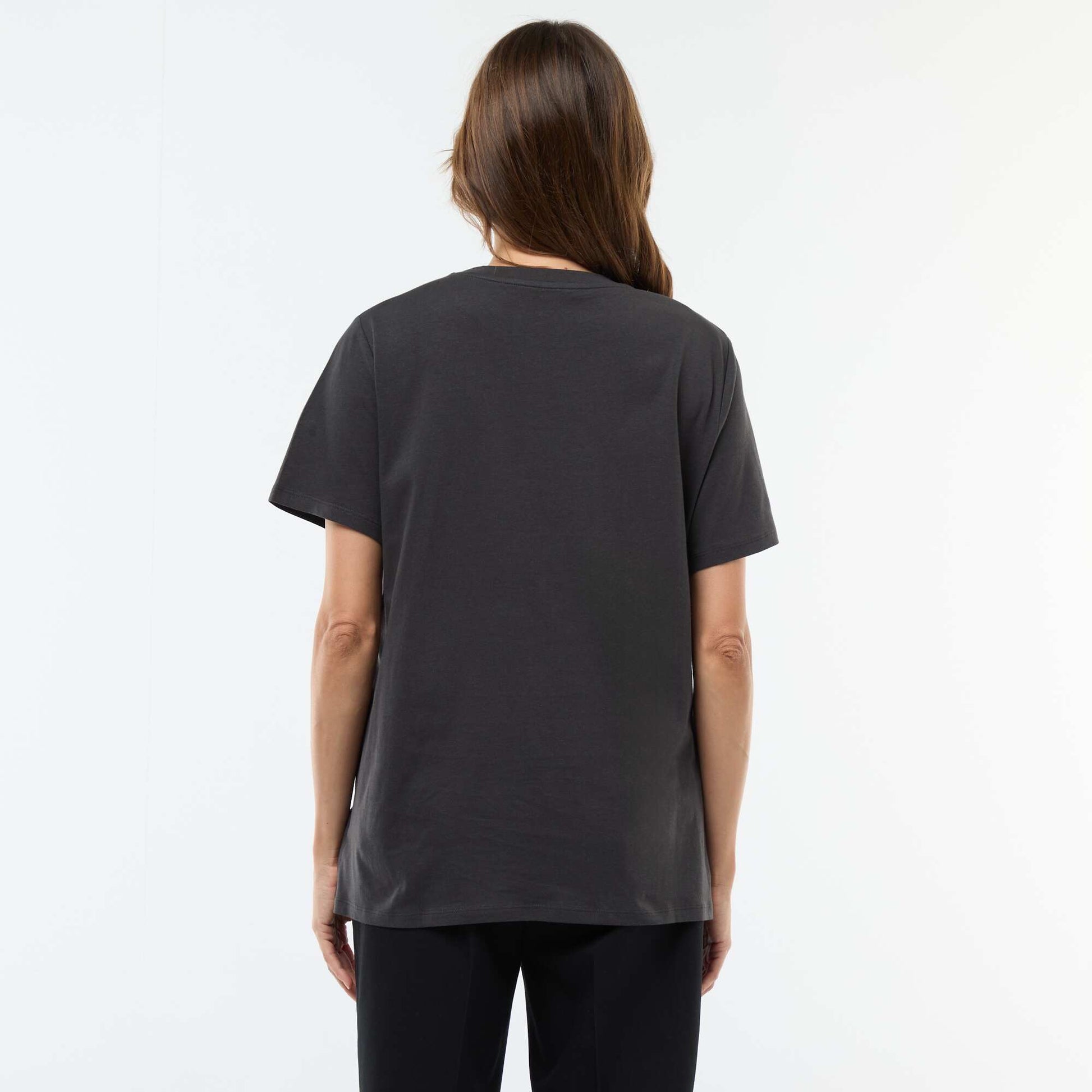 Printed Short-Sleeved Nursing T-Shirt BLACK