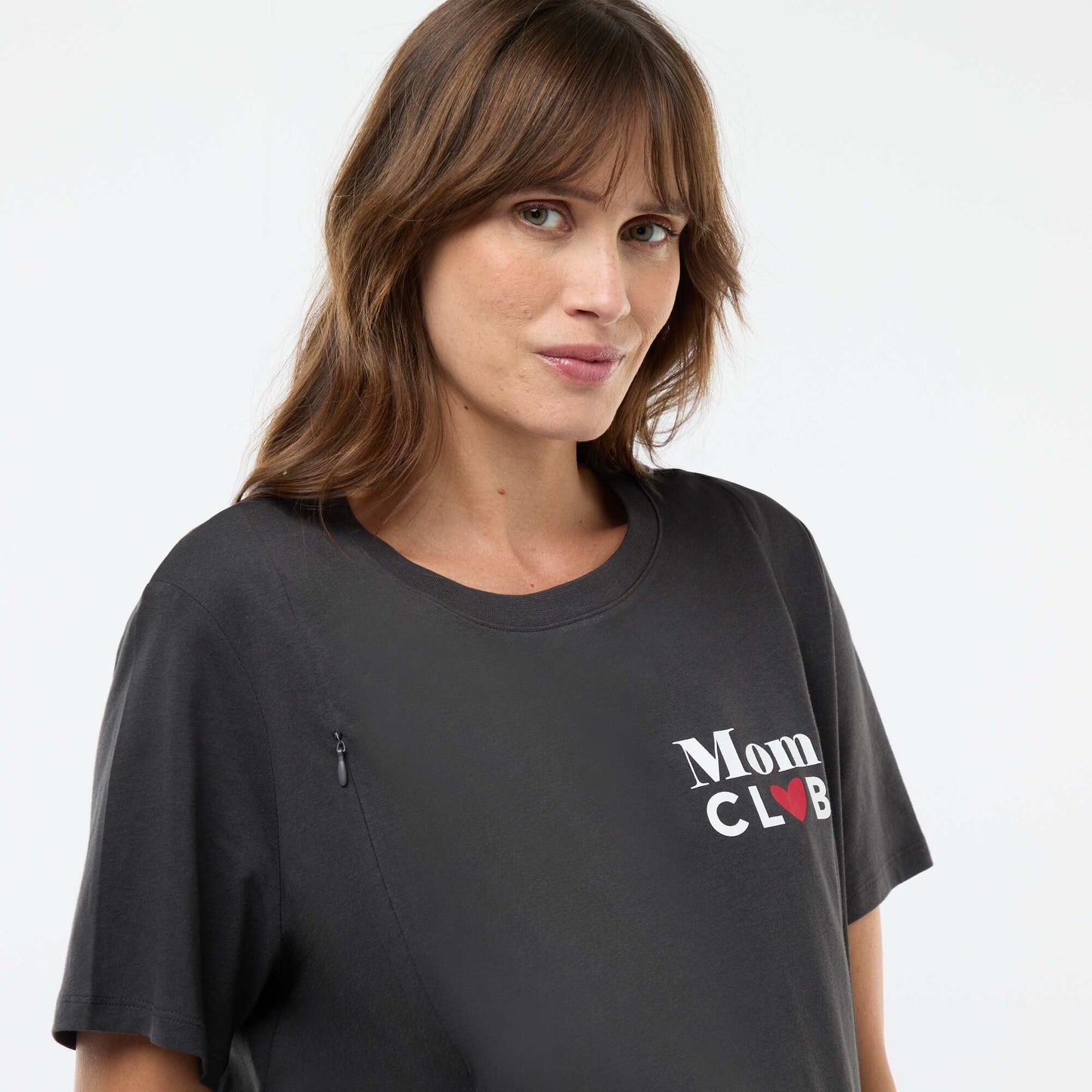 Printed Short-Sleeved Nursing T-Shirt BLACK