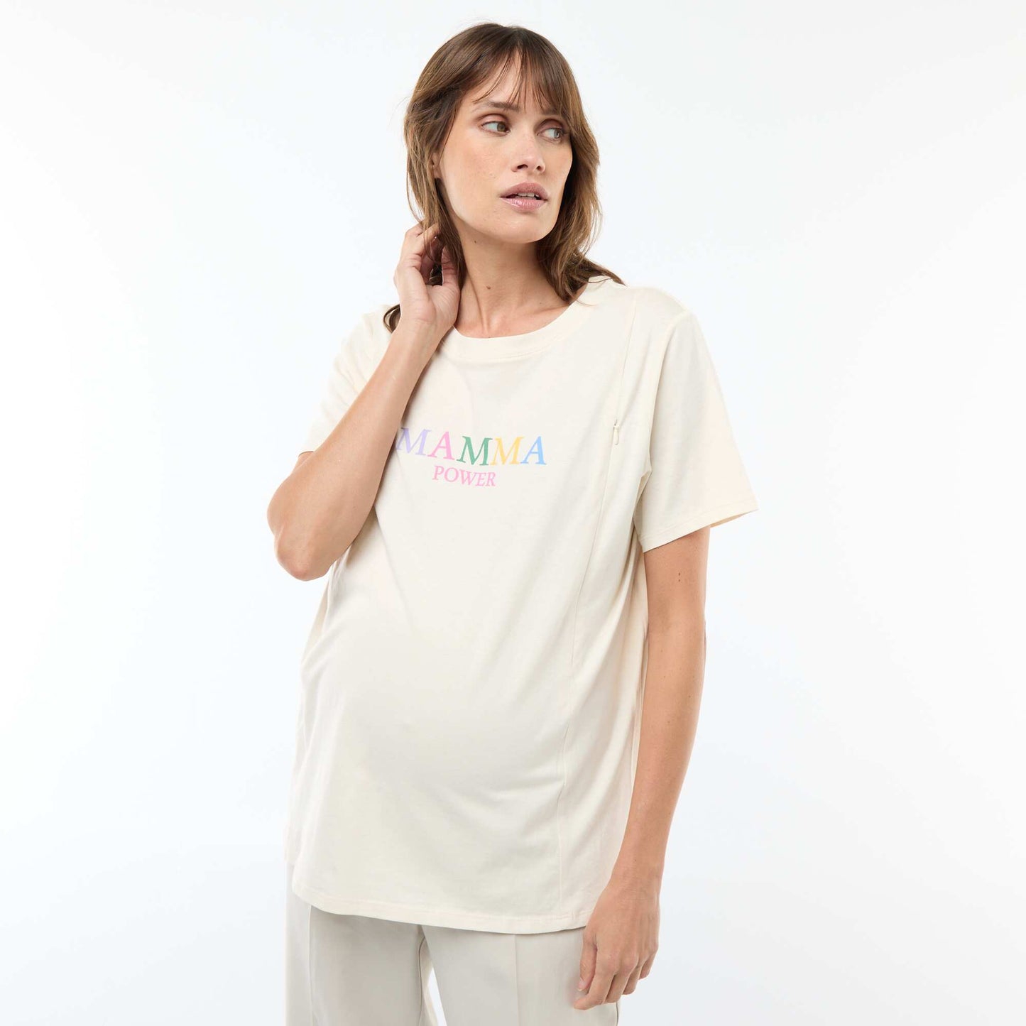 Printed Short-Sleeved Nursing T-Shirt WHITE