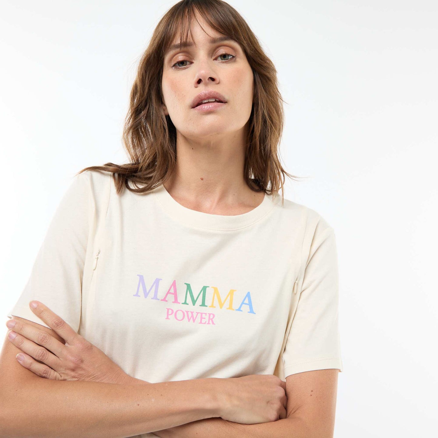 Printed Short-Sleeved Nursing T-Shirt WHITE