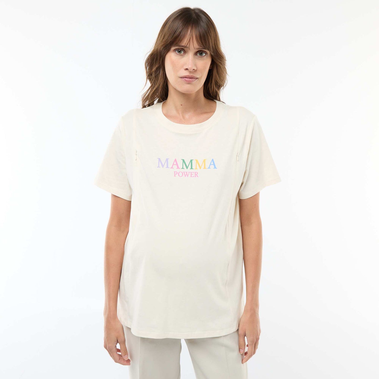 Printed Short-Sleeved Nursing T-Shirt WHITE