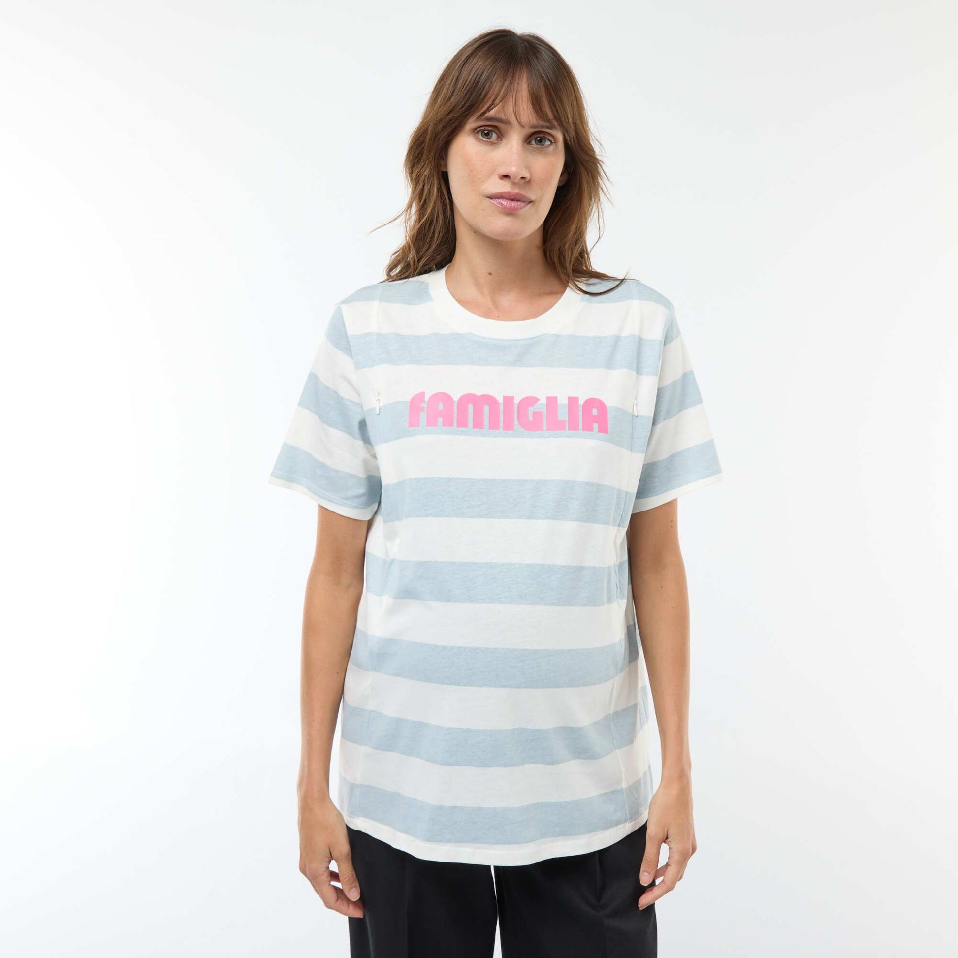 Printed Short-Sleeve Nursing T-Shirt BLUE