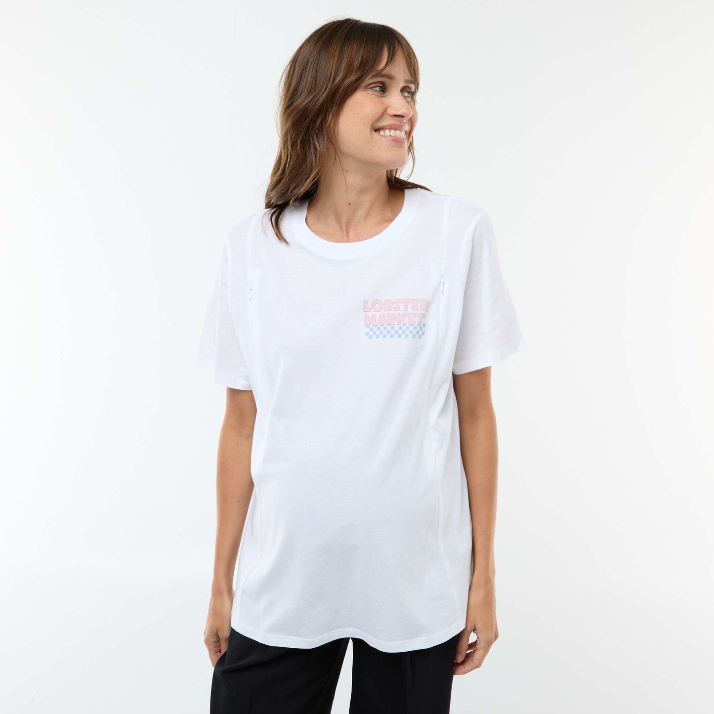 Printed Short-Sleeved Nursing T-Shirt WHITE