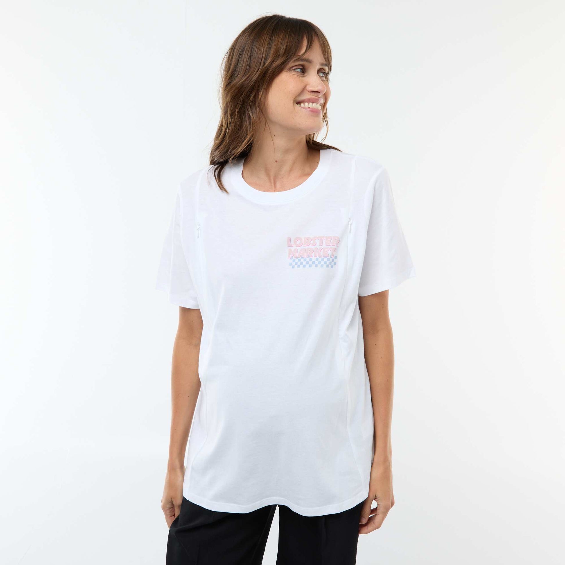Printed Short-Sleeved Nursing T-Shirt WHITE