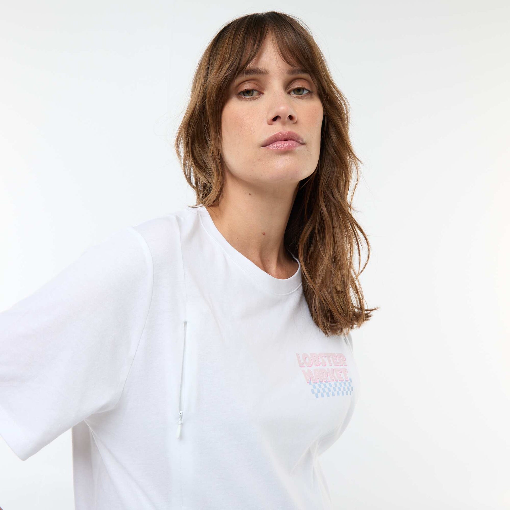 Printed Short-Sleeved Nursing T-Shirt WHITE