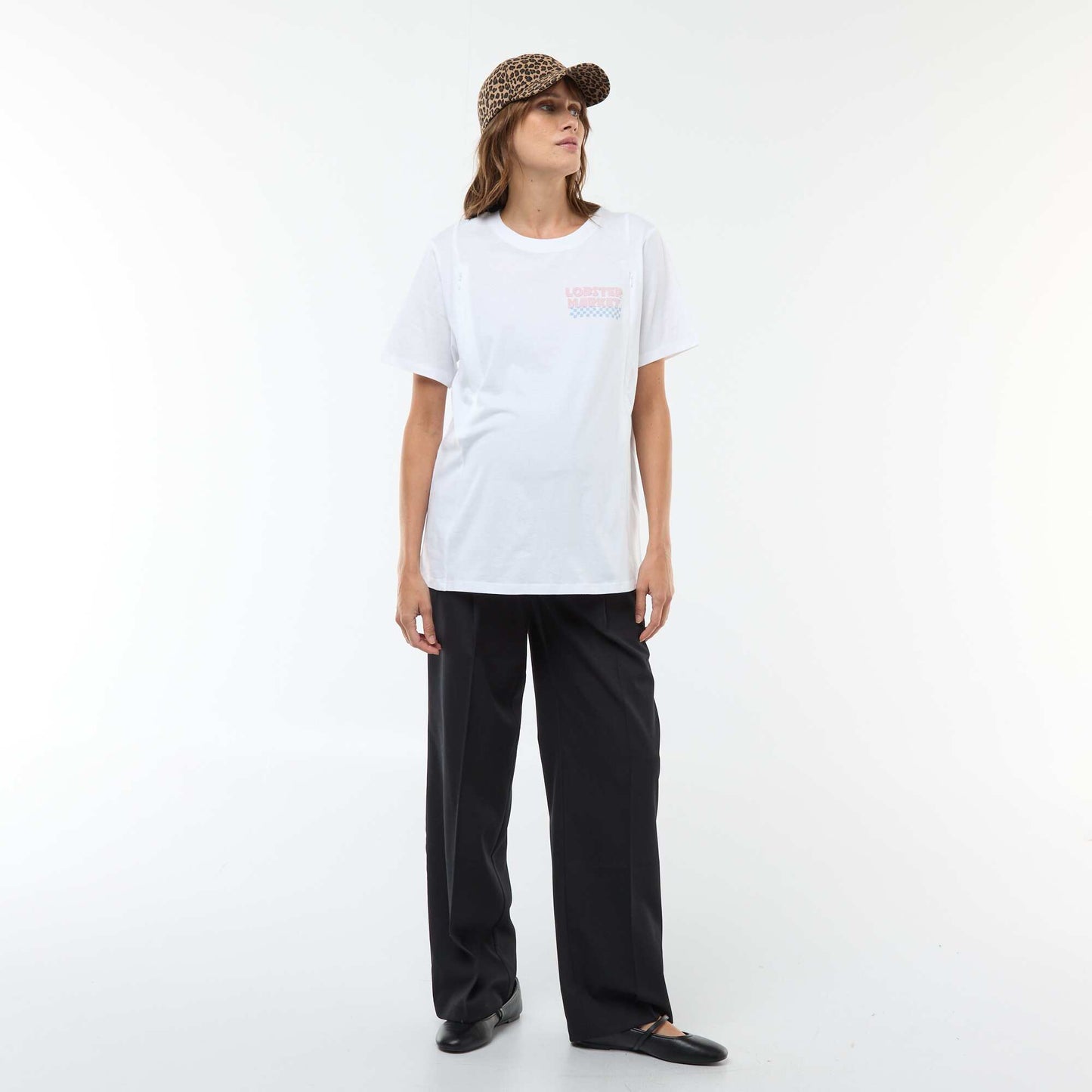 Printed Short-Sleeved Nursing T-Shirt WHITE