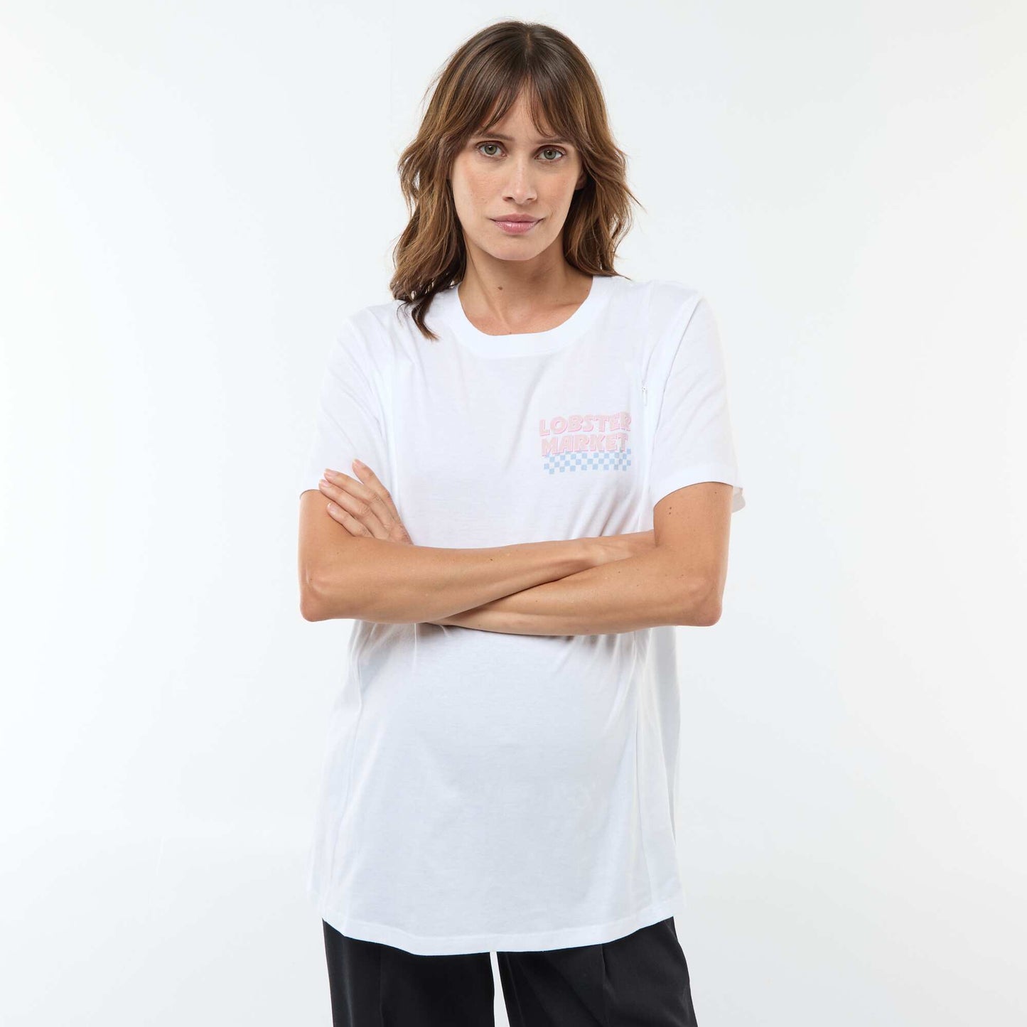 Printed Short-Sleeved Nursing T-Shirt WHITE