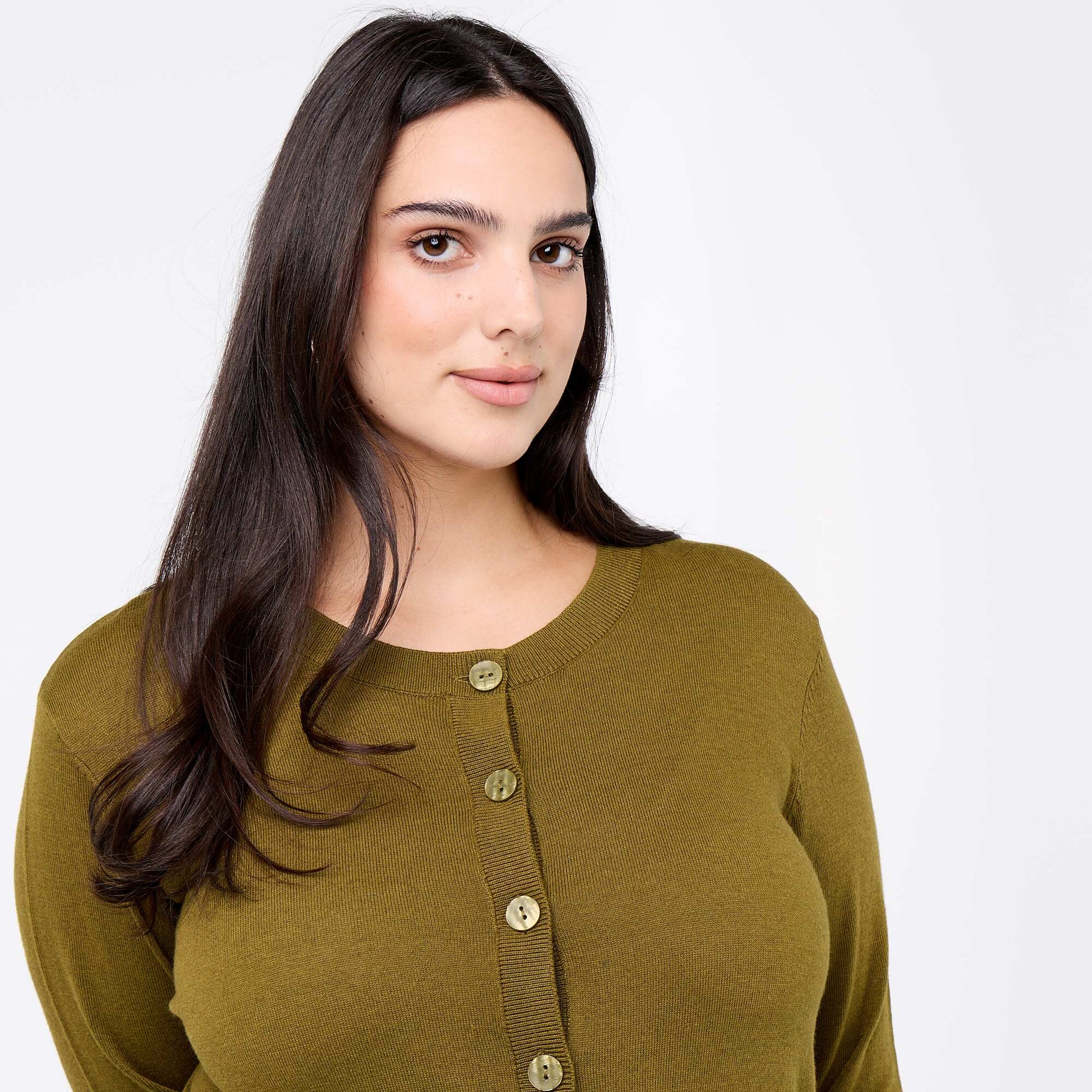 Plain knit cardigan GREEN