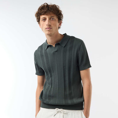 Knitted-Effect Polo Shirt GREEN