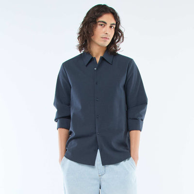 Textured Solid Shirt BLUE