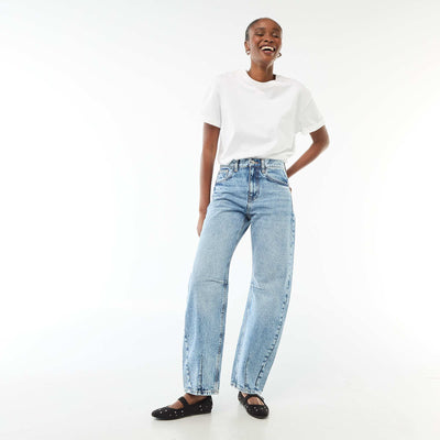 Cotton Denim Balloon Pants BLUE