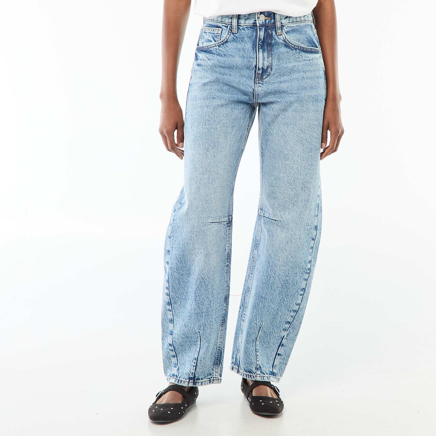 Cotton Denim Balloon Pants BLUE