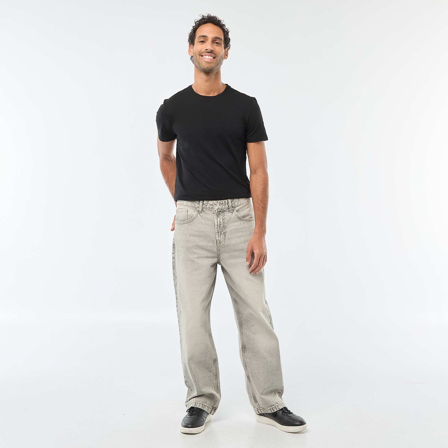 Wide Leg / Relaxed Fit 5-Pocket Jeans GREY