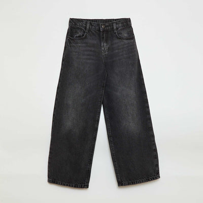 Solid Baggy 5-Pocket Jeans BLACK