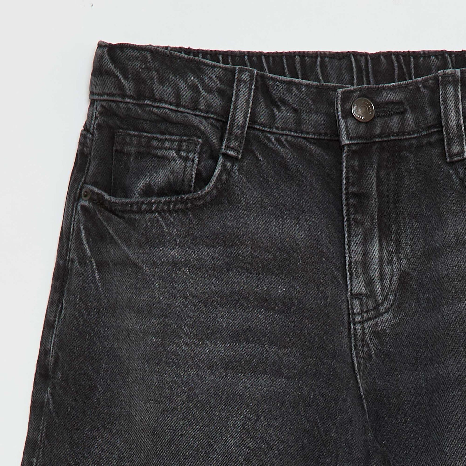 Solid Baggy 5-Pocket Jeans BLACK