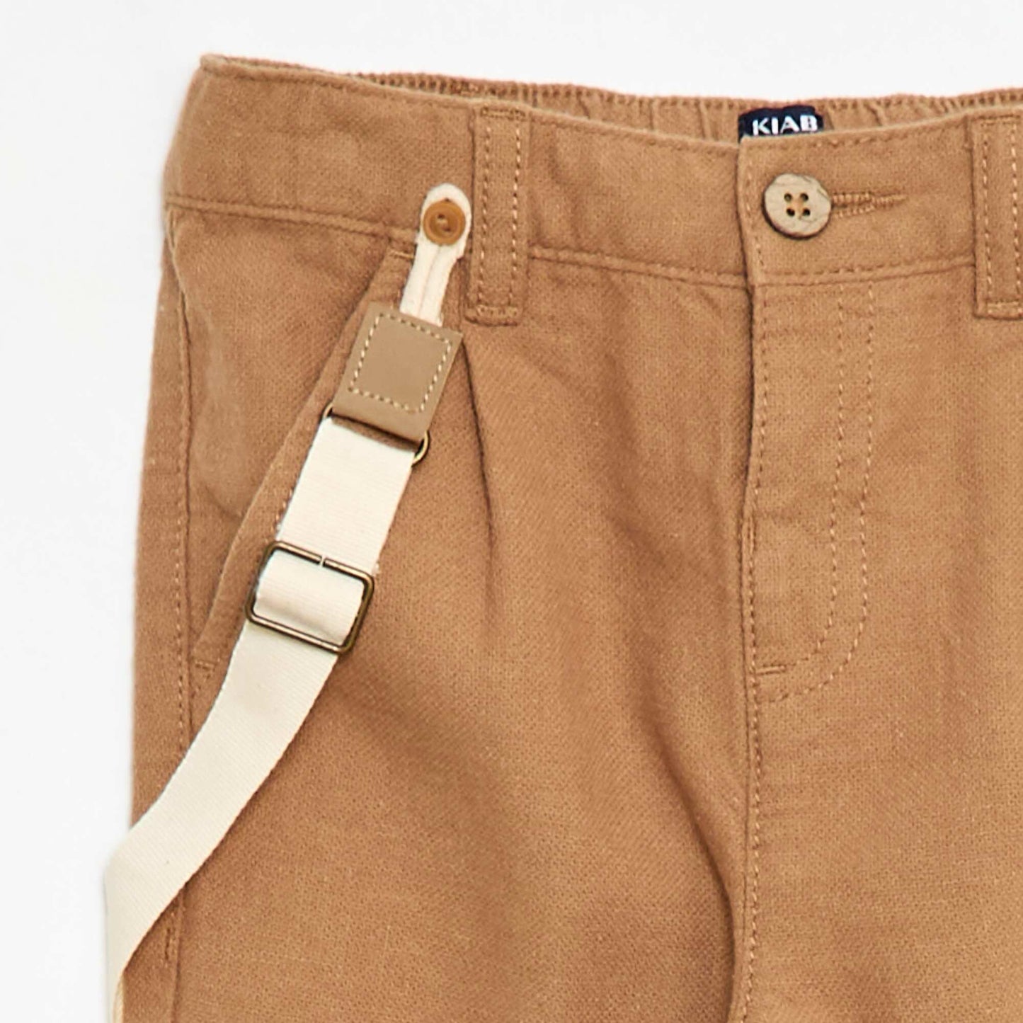 Linen Blend Chino Trousers with Suspenders BEIGE