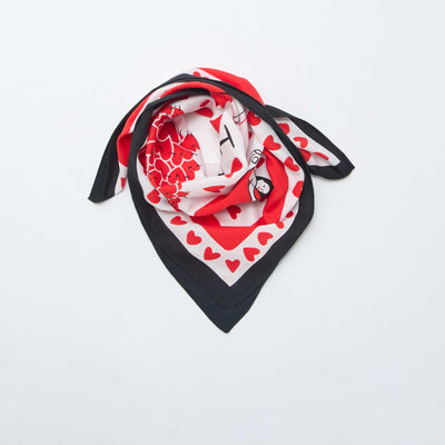 Square Printed Scarf (65x65 cm) - Valentine's Day WHITE