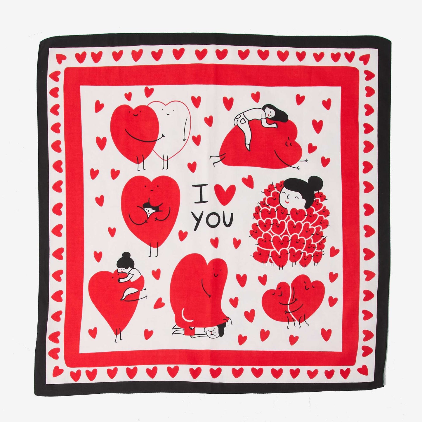 Square Printed Scarf (65x65 cm) - Valentine's Day WHITE