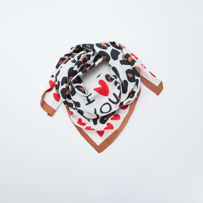 Fantasy Print Scarf (100x100 cm) - Valentine's Day WHITE