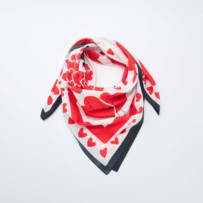 Fantasy Print Scarf (100x100 cm) - Valentine's Day WHITE