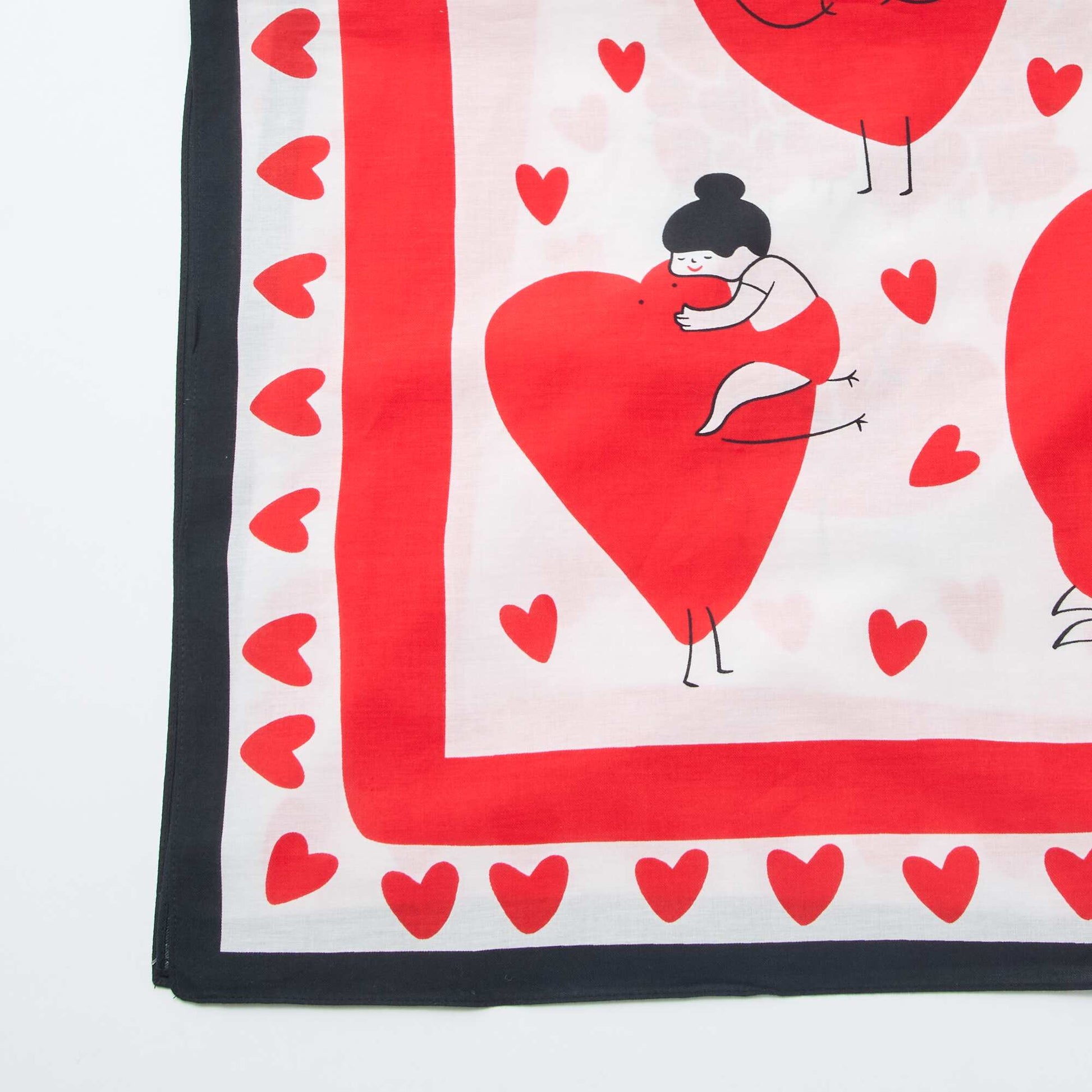 Fantasy Print Scarf (100x100 cm) - Valentine's Day WHITE
