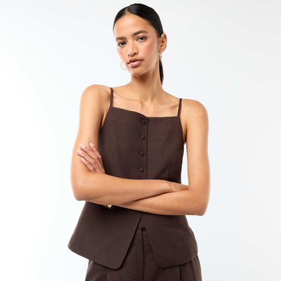 Sleeveless Strappy Vest BROWN